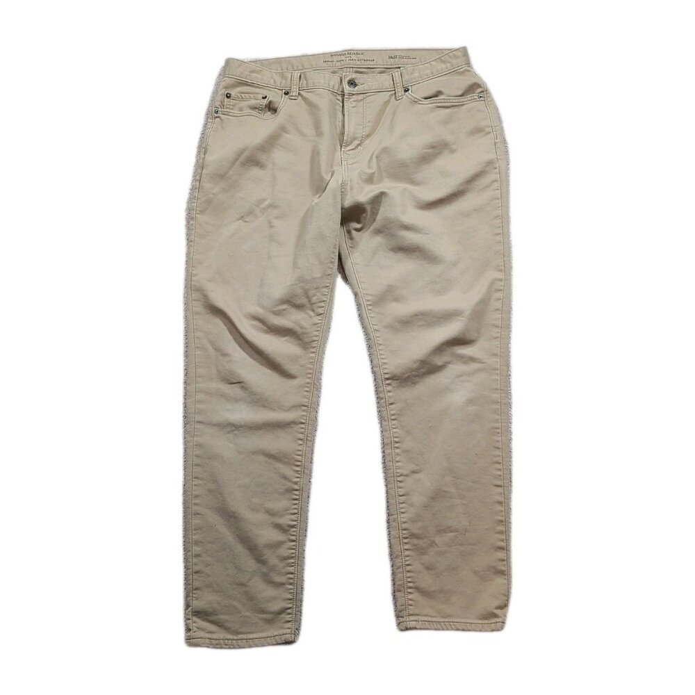 Banana Republic Travel Jeans Mens W34xL29 Khaki Preppy Tapered Stretch Casual
